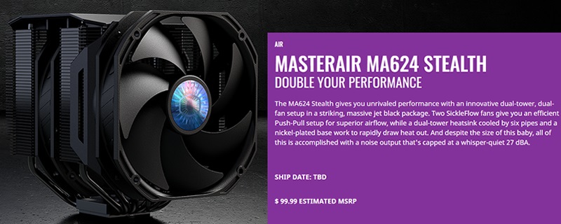 Cooler Master reveals MasterAir MA624 Stealth – A Large Whisper-Quiet Heatsink