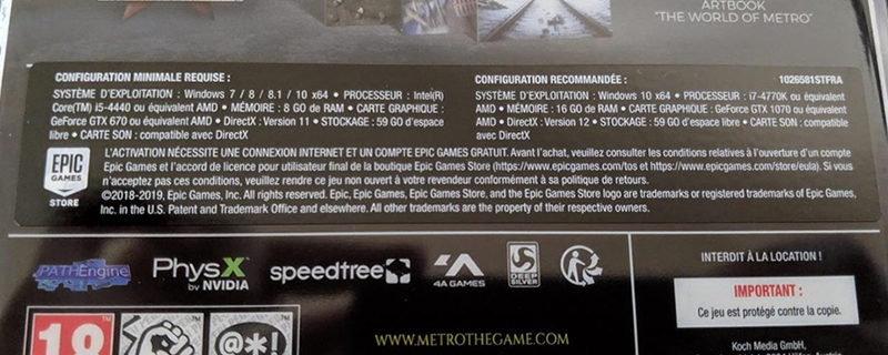 Metro Exodus’ Aurora Edition Packaging Covers Steam with an Epic Games Sticker