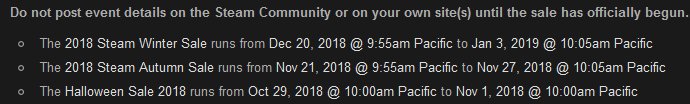 The dates for Steam’s Halloween, Autumn and Winter sales have leaked