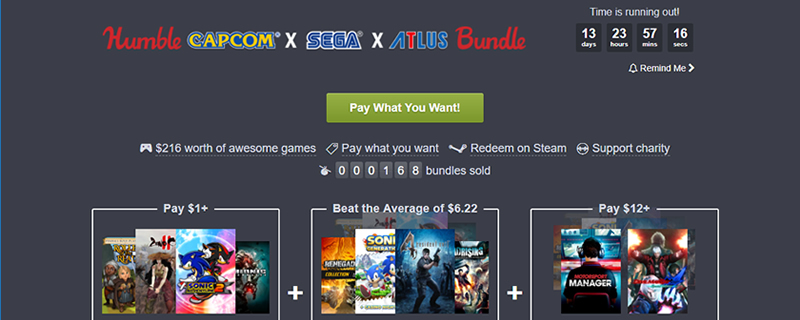 The Humble Capcom Sega Atlus Bundle is now live